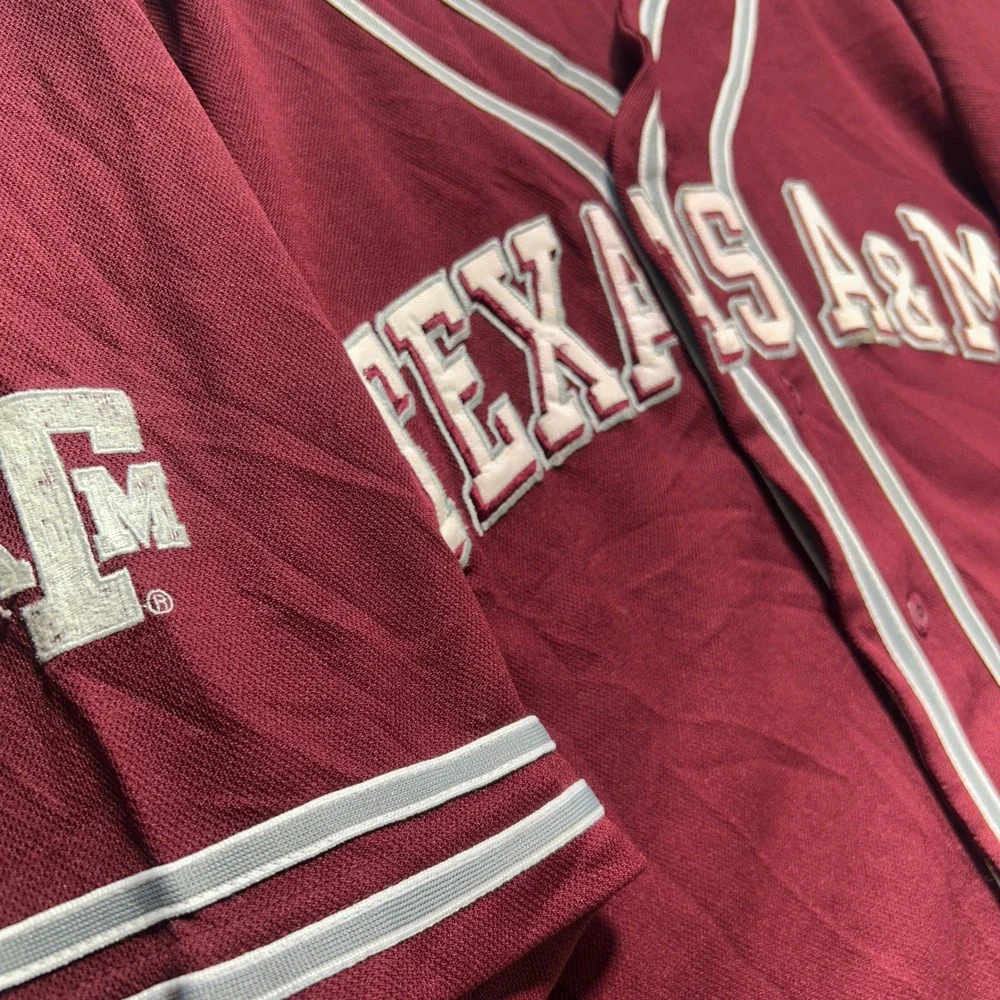 Y2K Texas A&M Aggies Baseball‎ Jersey Maroon Mens XL Button Up Embroidered VTG